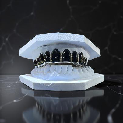 925 Silver Black Enamel Grill