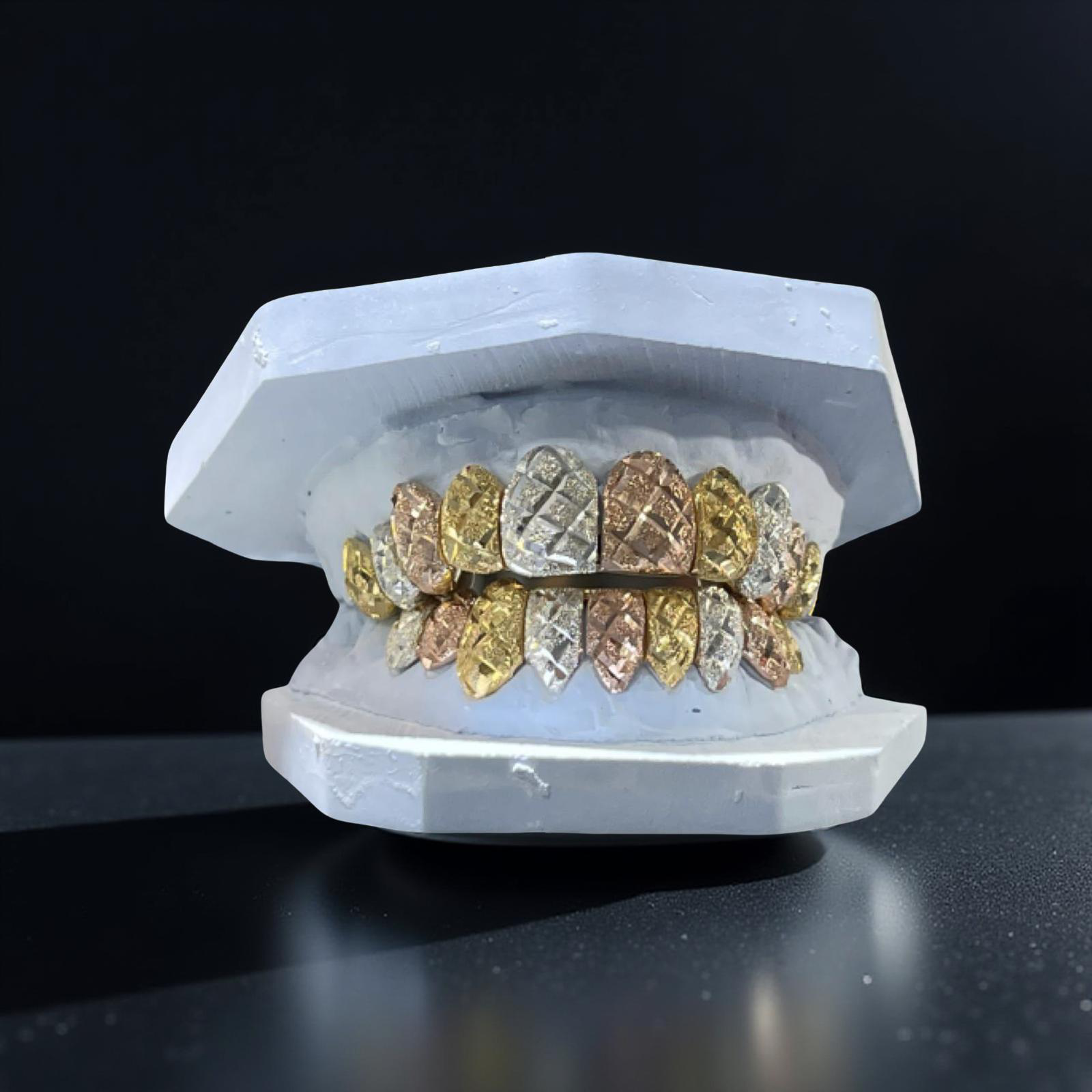 925 Silver Tri Color Diamond Dust & Diamond Cut